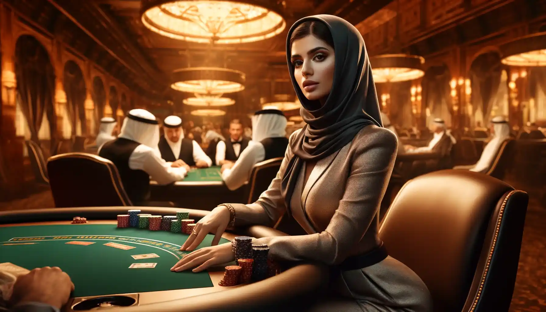 arabic girl playing casino.